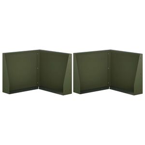 vidaXL Zid de sprijin 2 buc. 50 x 50 x 40 cm Oțel Verde măsliniu