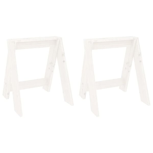 vidaXL Scaune, 2 buc., alb, 40x40x45 cm, lemn masiv de pin