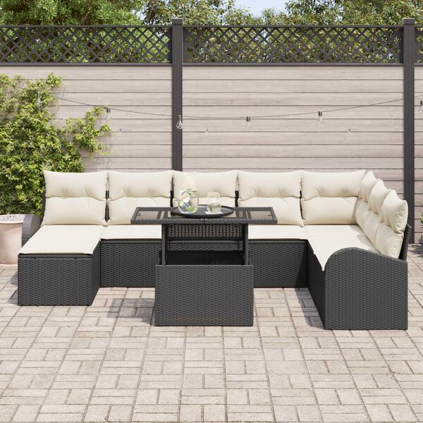 vidaXL Set de canapele pentru grădină 9 pcs Negru Rattan poli