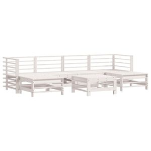 vidaXL Set mobilier de grădină, 7 piese, alb, lemn masiv de pin