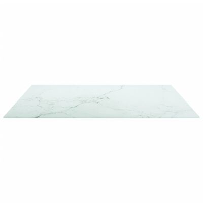 vidaXL Blat masă alb 80x80 cm 6 mm sticlă securizată design marmură