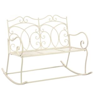 vidaXL Bancă de grădină, alb vintage, 104 cm, fier