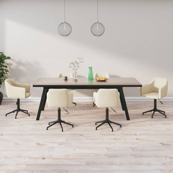 vidaXL Scaune de sufragerie pivotante 6 buc, crem, catifea