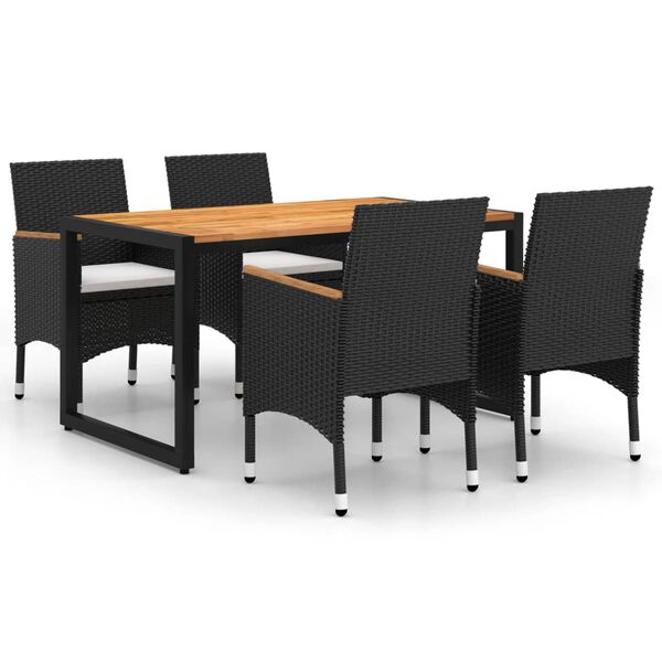 vidaXL Set de masă pentru grădină, 5 piese, negru