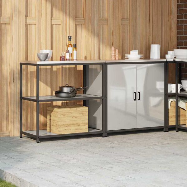 vidaXL Set de depozitare pentru bucătărie cu raft 2 pcs Argintiu