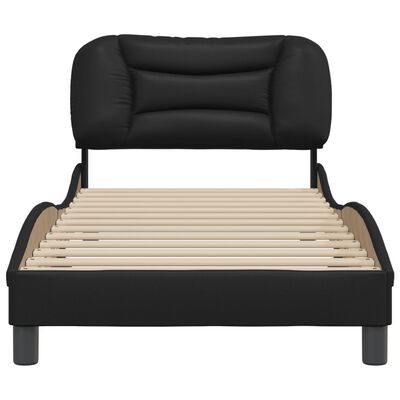vidaXL Cadru de pat cu tăblie, negru, 80x200 cm, piele ecologică