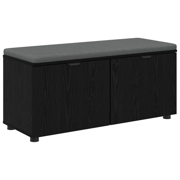 vidaXL Bancă pentru hol cu pernă cu ușă Stejar Negru 100 x 38 x 46 cm