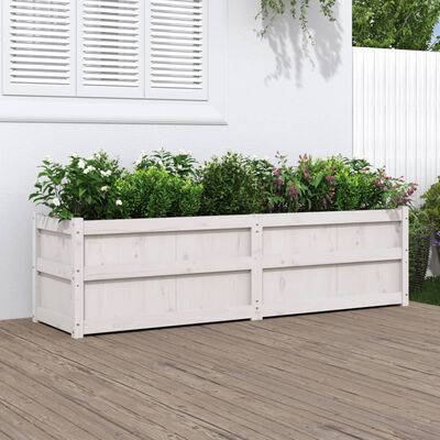vidaXL Jardinieră de grădină, alb, 180x50x50 cm, lemn masiv de pin