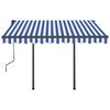 vidaXL Copertină retractabilă manual cu st&acirc;lpi, albastru&alb 3,5x2,5 m