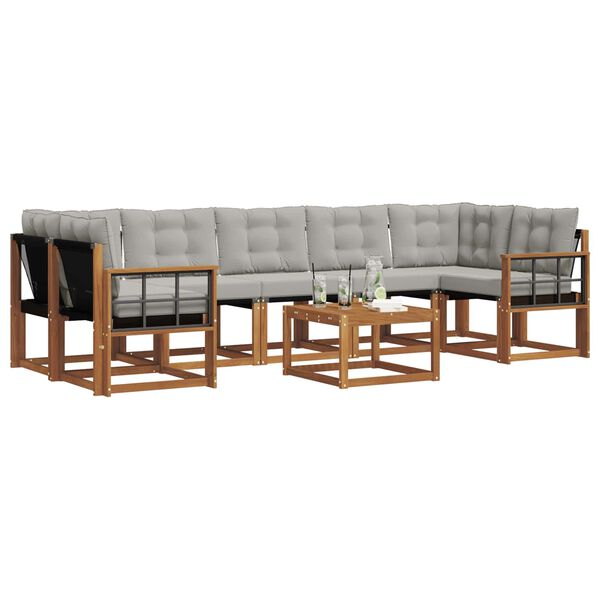 vidaXL Set de canapele de exterior 8 pcs Gri natural și deschis