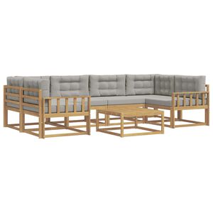 vidaXL Set de canapele de exterior 5 buc. Alb și gri deschis