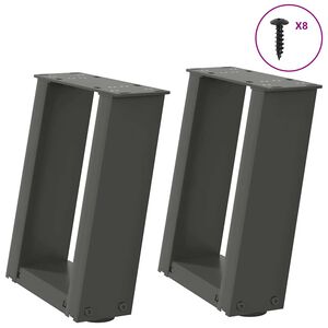 vidaXL Picioare pentru măsuță de cafea în formă de U, 2 buc., antracit, 30x(30-31) cm, oțel