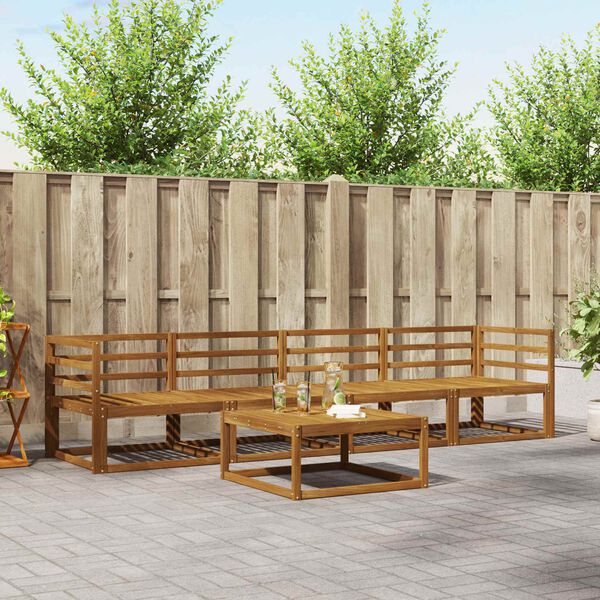 vidaXL Set de canapele de exterior 5 pcs natural Lemn Solid de Acacia