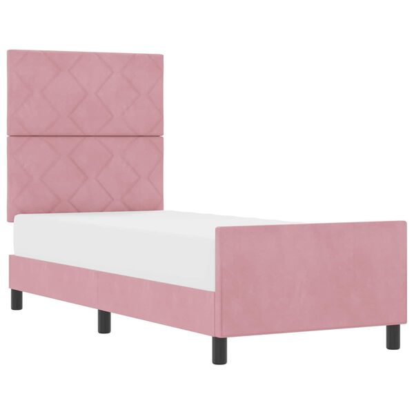 vidaXL Pat cu arcuri cu headboard Roz 80 x 200 cm Catifea