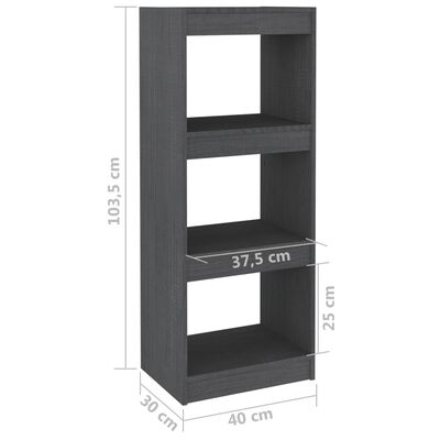 vidaXL Bibliotecă/Separator cameră gri 40x30x103,5 cm lemn masiv pin