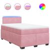vidaXL Pat box spring cu saltea, roz, 120x200 cm, catifea