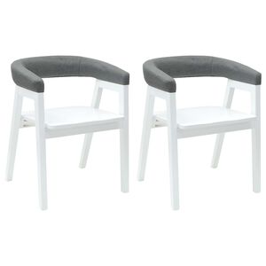 vidaXL Scaune de dining 2 buc. Lemn Solid de Cauciuc Alb