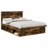 vidaXL Cadru de pat Stejar fumuriu 150 x 200 cm Lemn de pin masiv
