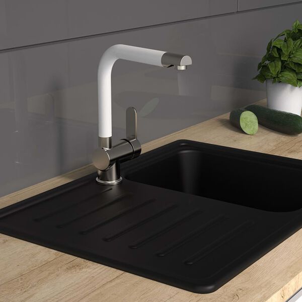 SCH&Uuml;TTE Baterie chiuvetă cu pipă &icirc;naltă RIO, alb mat, oțel inoxidabil