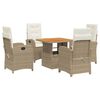 vidaXL Set mobilier de grădină cu perne, 5 piese, bej, poliratan
