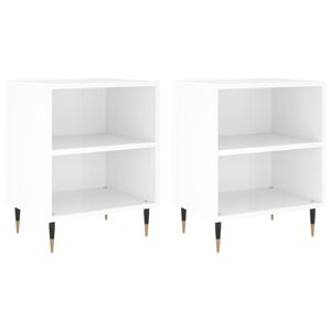 vidaXL Noptiere, 2 buc., alb extralucios, 40x30x50 cm, lemn compozit