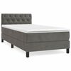 vidaXL Pat box spring cu saltea, gri &icirc;nchis, 80x200 cm, catifea