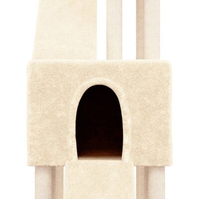 vidaXL Ansamblu de pisici cu stâlpi din funie de sisal, crem, 190 cm