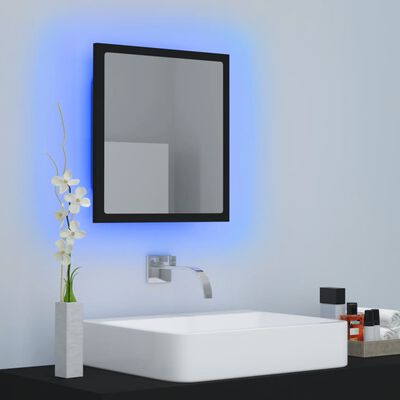 vidaXL Oglindă de baie cu LED, negru, 40x8,5x37 cm, acril