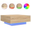 vidaXL Măsuță de cafea cu lumini LED, stejar sonoma, 80x80x31 cm