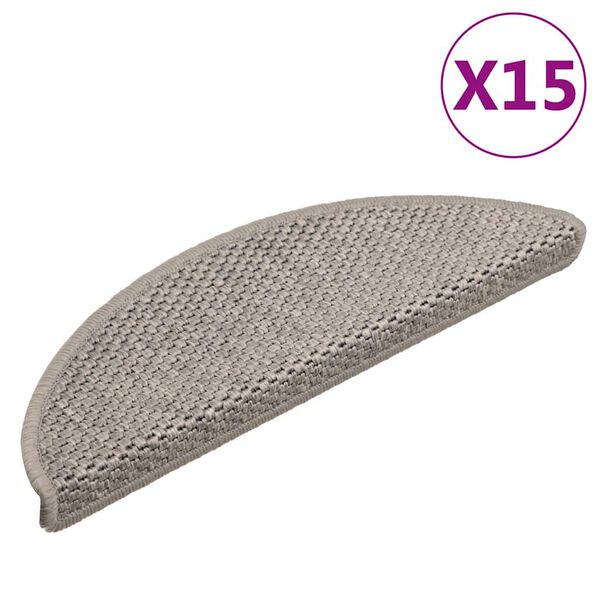 vidaXL Covorașe scări autoadezive 15 buc argintiu 56x17x3 aspect sisal