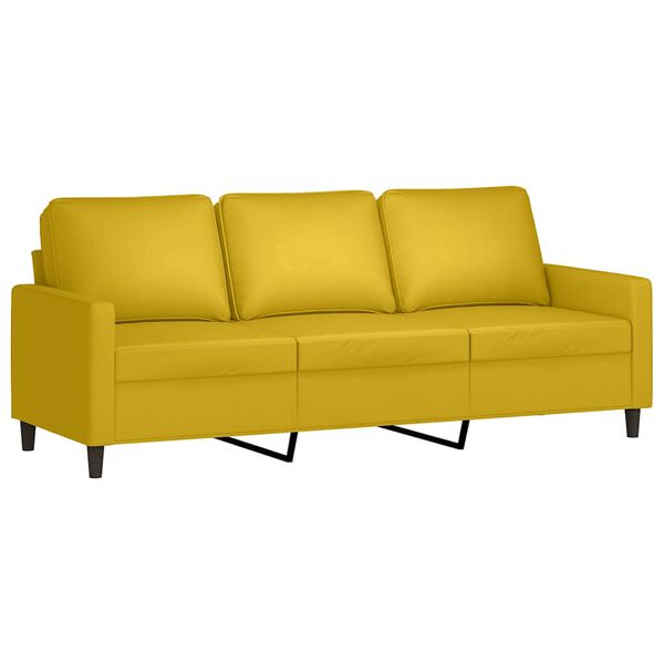 vidaXL Set de canapele cu perne, 3 piese, galben, catifea
