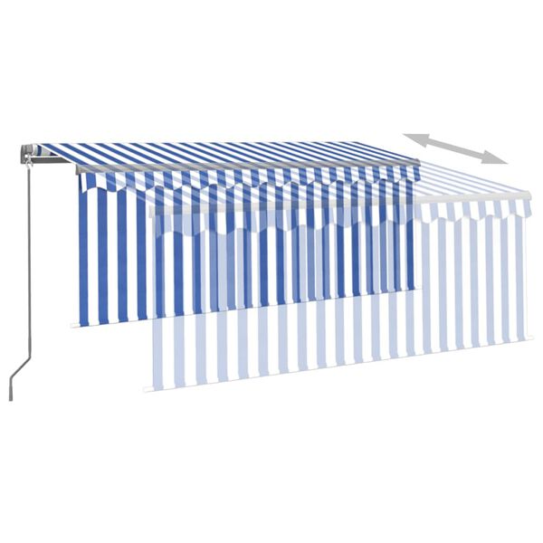 vidaXL Copertină retractabilă manual cu stor&LED albastru&alb 3,5x2,5m