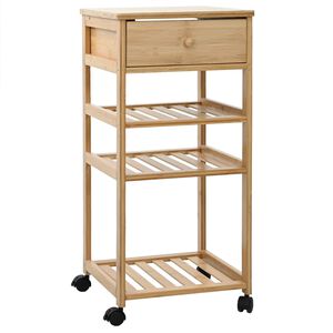 vidaXL Cărucior de bucătărie cu roți natural 37 x 36 x 80 cm Bambus