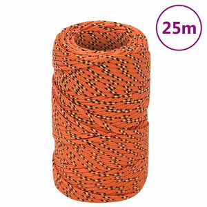 vidaXL Fr&acirc;nghie de barcă, portocaliu, 2 mm, 25 m, polipropilenă