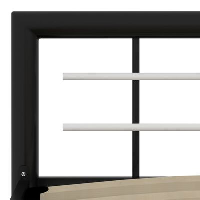 vidaXL Cadru de pat, negru și alb, 90 x 200 cm, metal