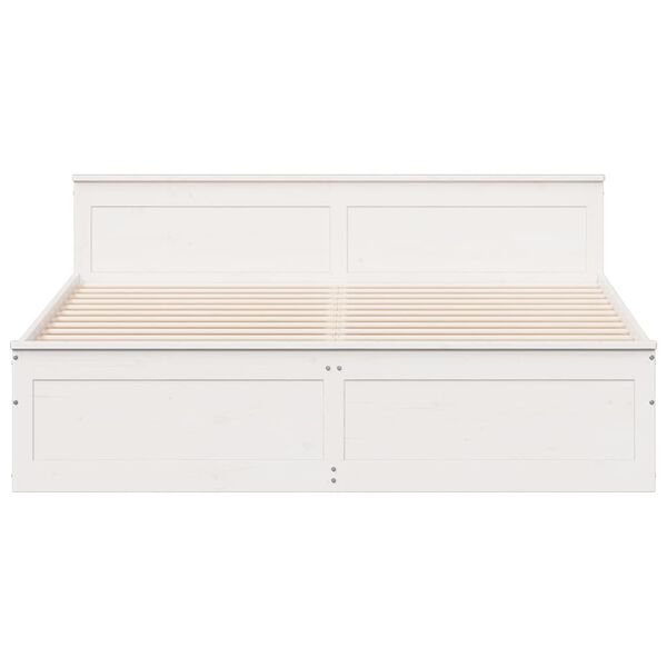vidaXL Cadru de pat fără saltea/cu tăblie, alb, 180x200 cm, lemn pin