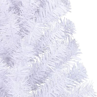 vidaXL Jumătate brad de Crăciun cu suport, alb, 120 cm, PVC