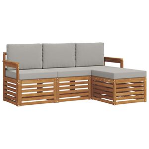 vidaXL Set de canapele de exterior 4 pcs Gri natural și deschis
