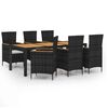 vidaXL Set mobilier de exterior cu perne, 7 piese, negru, poliratan