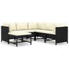 vidaXL Set mobilier de grădină cu perne, 6 piese, negru, poliratan