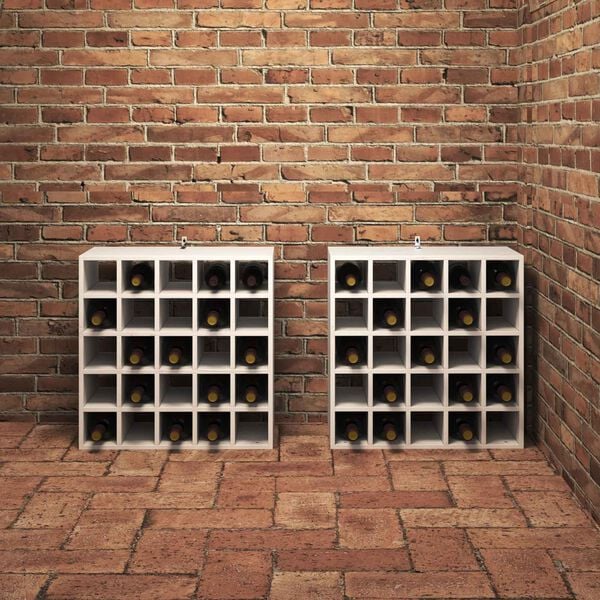 vidaXL Raft pentru vin 2 pcs Alb 56 x 25 x 56 cm Lemn de pin masiv