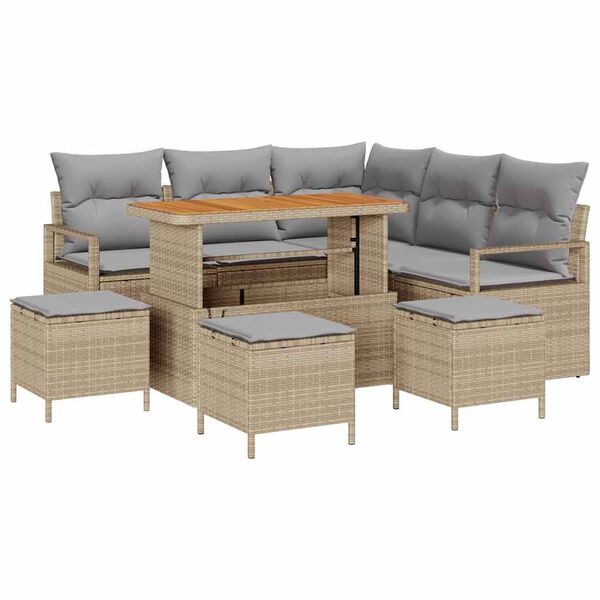 vidaXL Set de canapele pentru grădină 9 pcs Beige și gri deschis