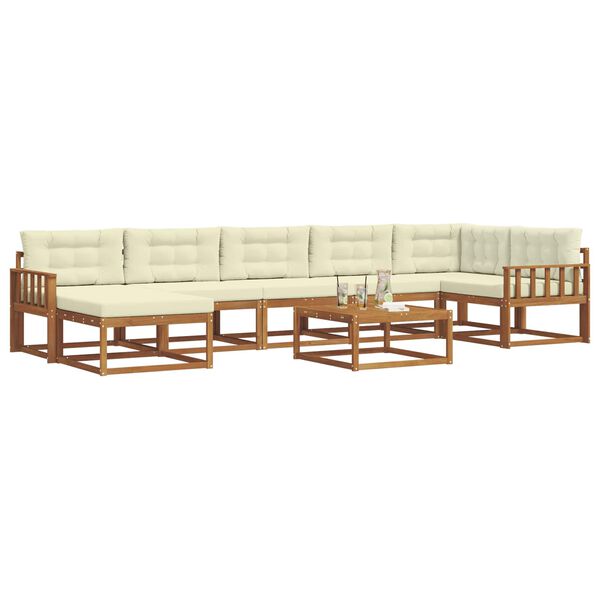 vidaXL Set de canapele de exterior cu pernă 8 pcs Natural și Crem