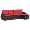vidaXL Set canapele de grădină cu perne, 5 piese, maro, poliratan