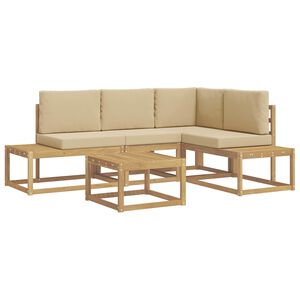 vidaXL Set de canapele de exterior 4 Bucată Alb și Bej Poliester