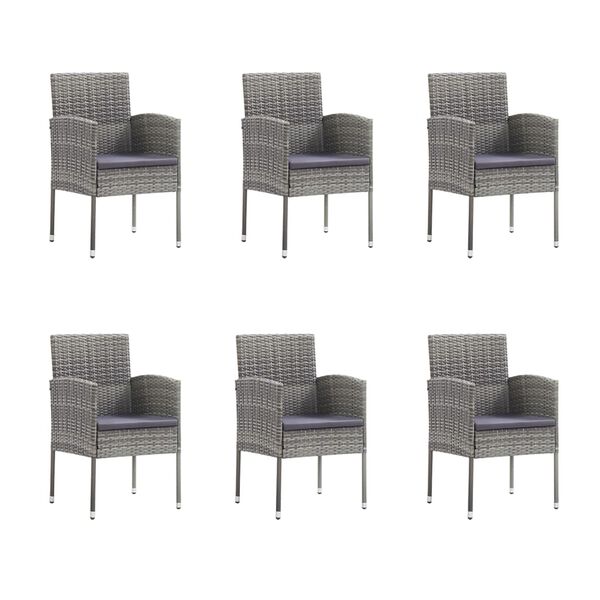 vidaXL Set mobilier de grădină cu perne, 7 piese, antracit, poliratan