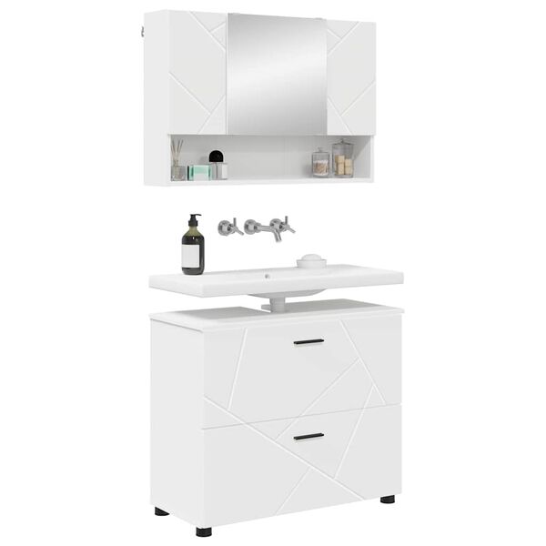vidaXL Set de mobilier pentru baie 2 pcs Alb Lemn aranjat și metal
