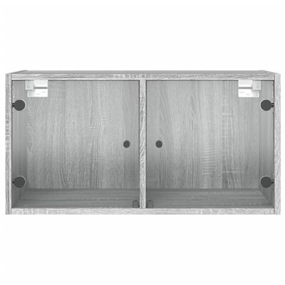 vidaXL Dulap de perete cu uși din sticlă, gri sonoma, 68,5x37x35 cm