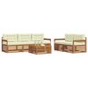 vidaXL Set de canapele de exterior cu pernă 6 pcs Natural și Crem