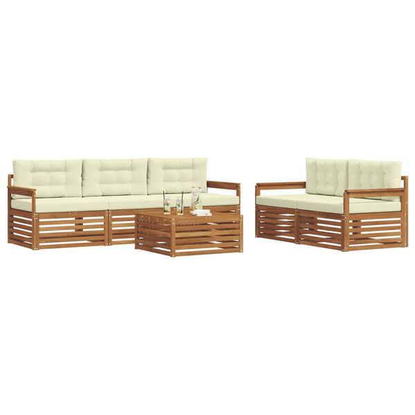 vidaXL Set de canapele de exterior cu pernă 6 pcs Natural și Crem